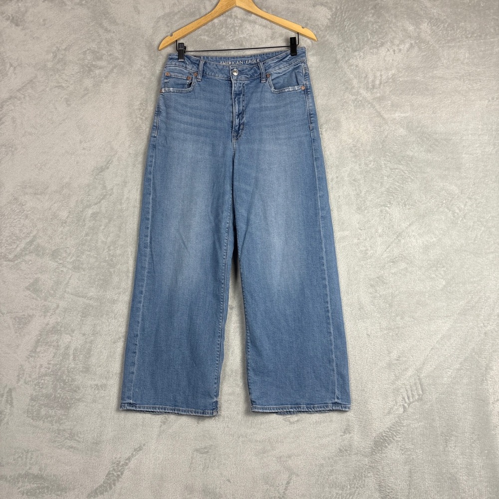 American Eagle Jeans Super High-Rise Baggy Wide Leg Blue Size 8 Short Retro Y2K